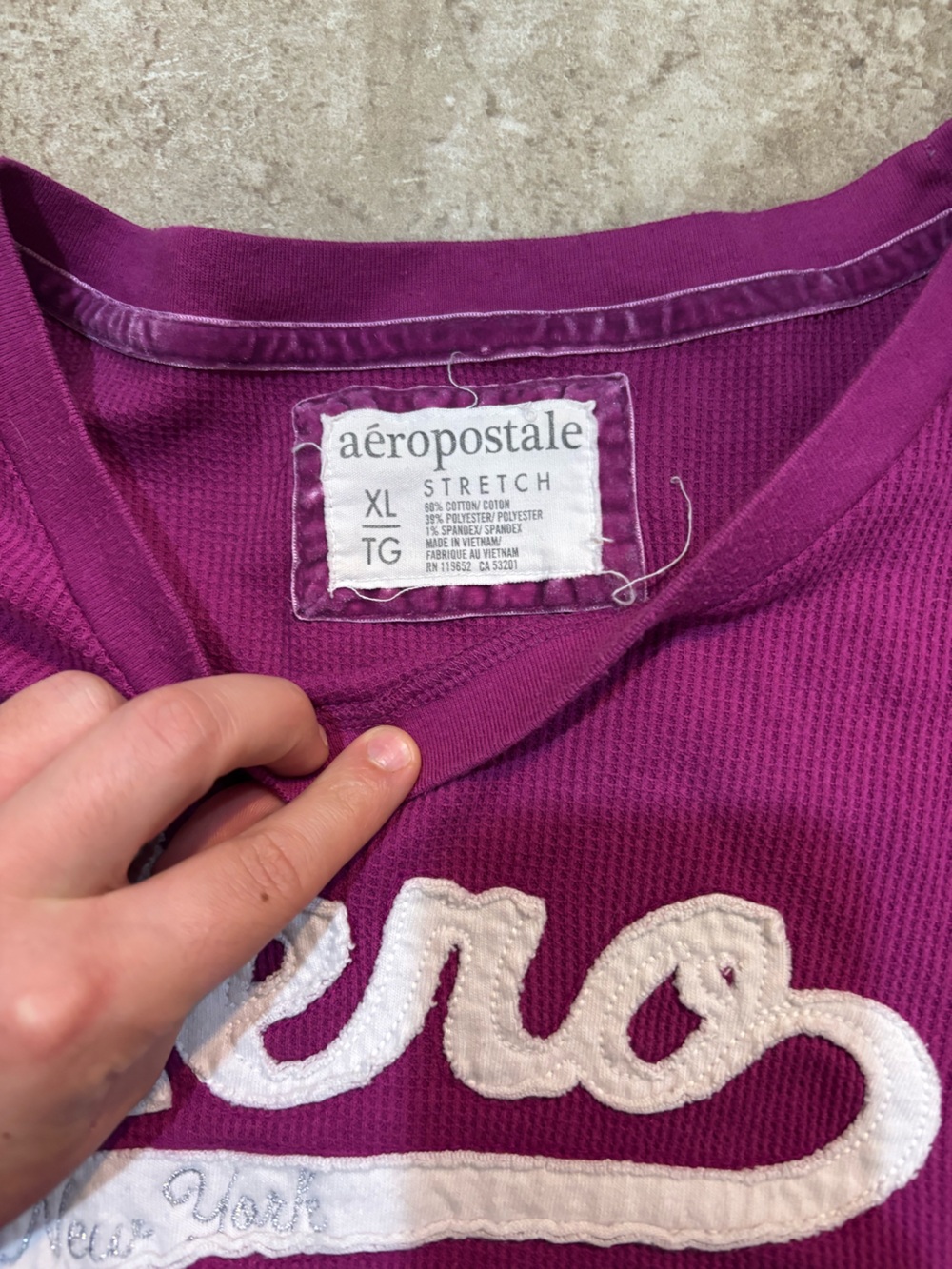 Vintage Aeropostale aero y2k 3/4 sleeve waffle shirt - Picture 3 of 4